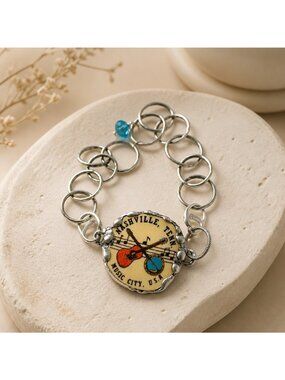 Nashville Music City USA Broken China Bracelet | Vintage Commemorative Cup